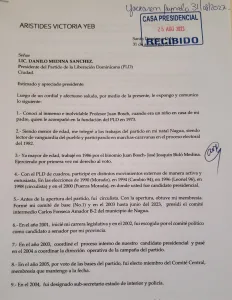 Renuncia Arístides Victoria Yep del PLD