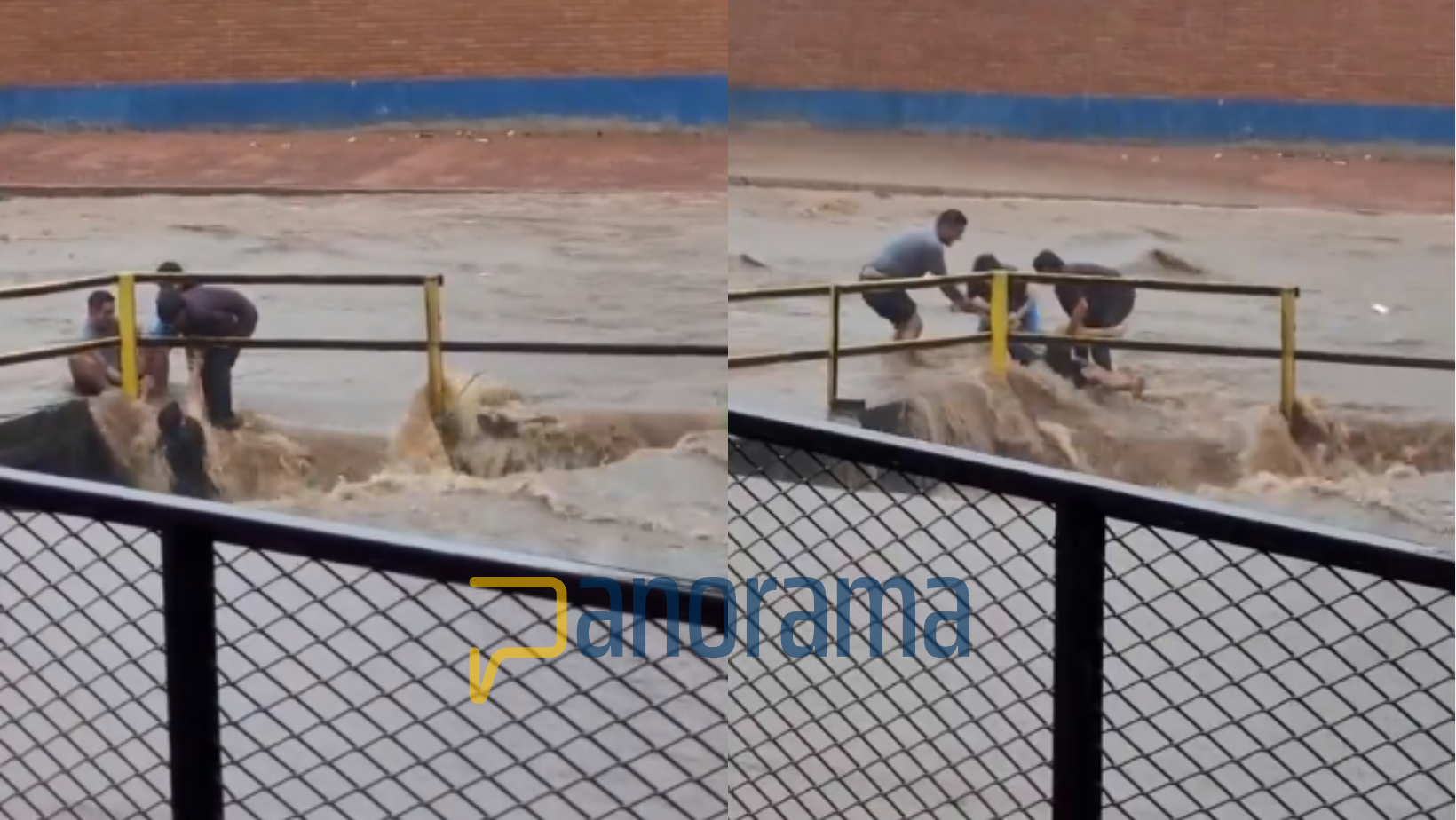 Un hombre estuvo a punto de caer en un sumidero