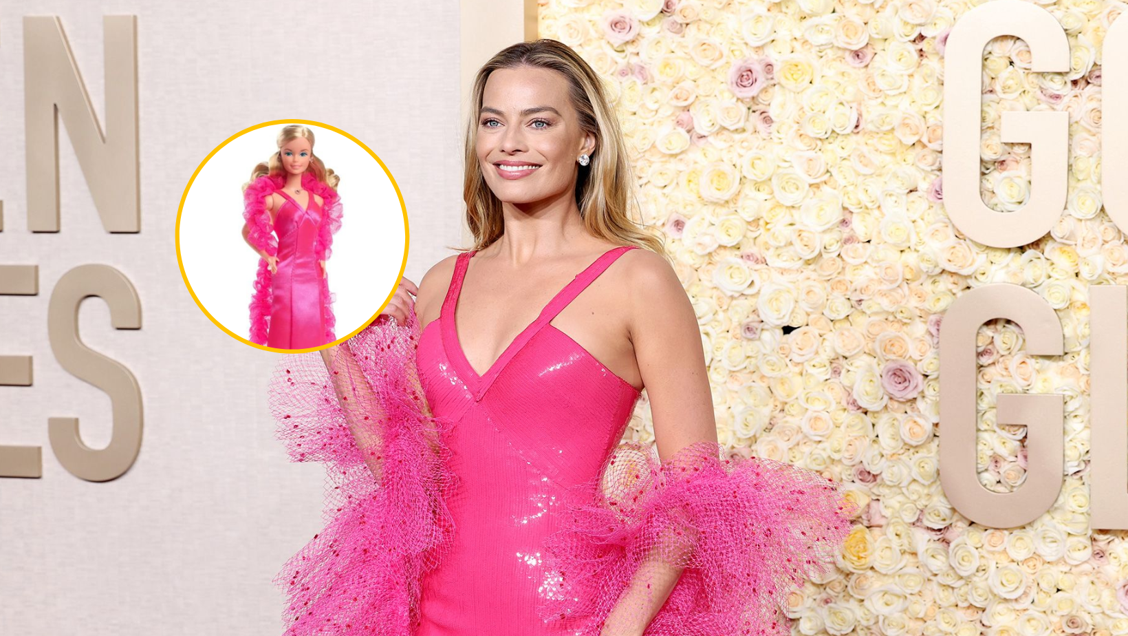 Margot Robbie se viste de "Barbie superestrella" en los Globos de Oro