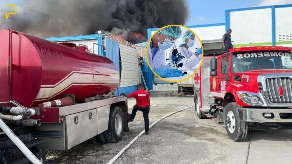 Incendio en Nave Industrial en la autopista Duarte