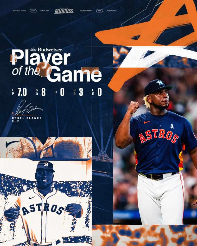 Ronel Blanco, lanzador dominicano de los Astros de Houston.