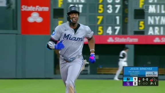 Jesús Sánchez de los Marlins pega jonrón decisivo para la victoria sobre Colorado.