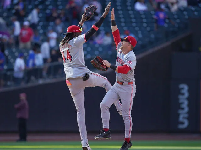 Elly De La Cruz celebra la victoria ante los Mets.