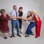 Pamela de León, Karla Hatton, Patricia Muñoz, Jacqueline Estrella y osema Rodríguez, elenco de la comedia "Mis tres suegras"