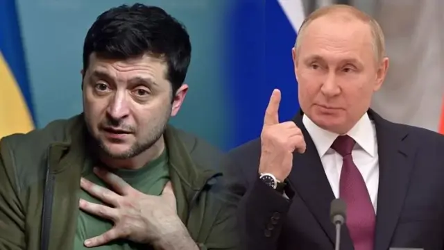 Líder del régimen de Kiev, Vladímir Zelenski y el presidente de Rusia, Vladímir Putin