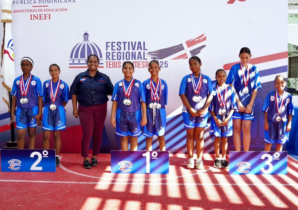El podio del Festival Escolar Regional de Tenis de Mesa U13 y U15 fue ocupado por los equipos de Santiago Noreste, Licey al Medio y Jánico, sucesivamente