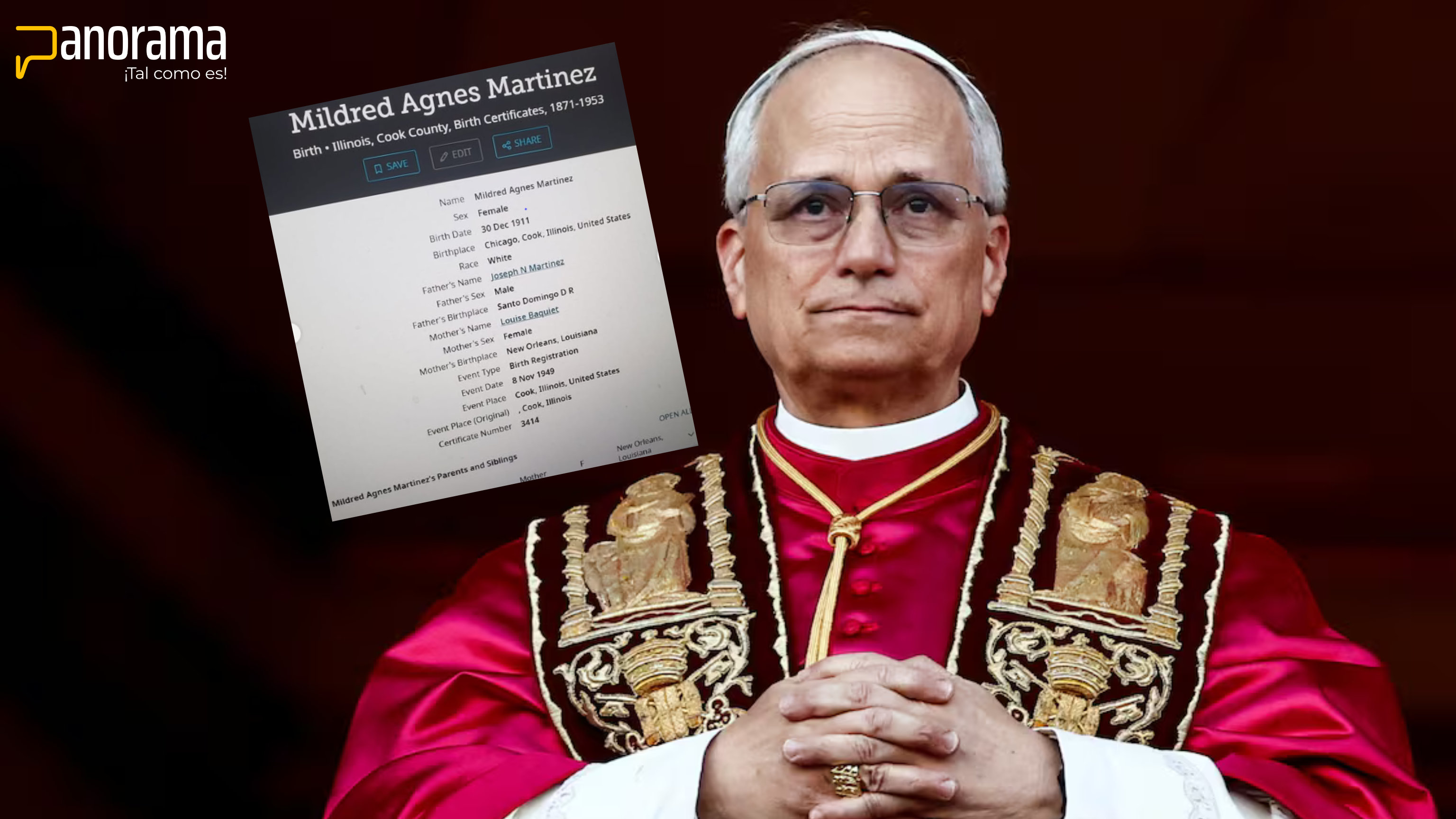 El nuevo Papa León XIV, el primer norteamericano en ocupar el cargo más alto de la Iglesia Católica, tiene una historia con la República Dominicana. El abuelo materno de acuerdo al rastreo de sus antecesores nació en Santo Domingo y se llamaba Joseph N Martínez, de acuerdo al registro de nacimiento de la madre del Pontífice.