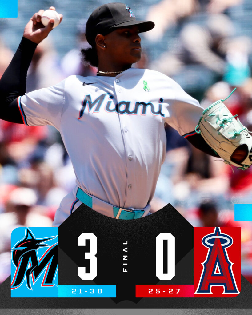 Edward Cabrera logra 10 ponches ante los Angelinos