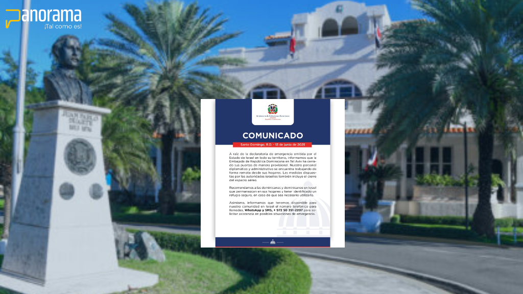 La embajada de la República Dominicana en Tel Aviv cerró temporalmente ante el enfrentamiento con misiles entre Israel e Irán que se ha intensificado en la ultimas horas.