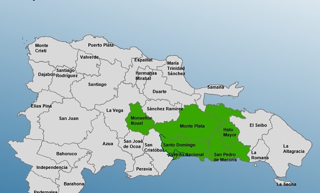El Centro de Operaciones de Emergencias (COE) coloca seis territorios en alerta verde ante la incidencia de una vaguada y la onda tropical número que incide sobre el territorio dominicano.