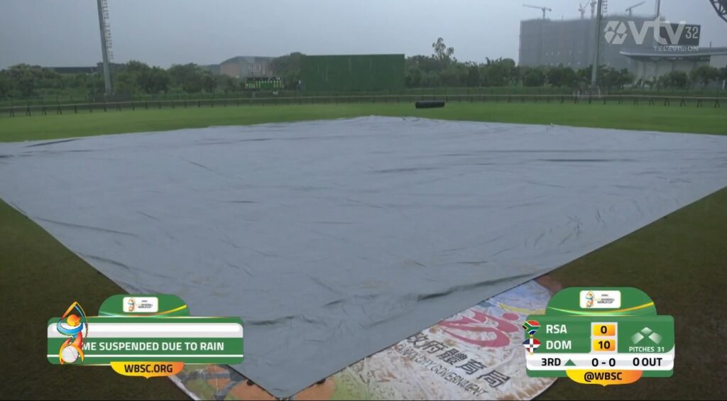 Juego entre Dominicana y Sudáfrica fue detenido por lluvia.