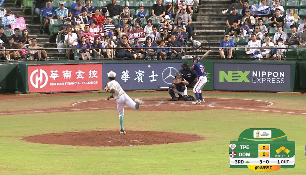 China-Taipei pudo fabricar siete vueltas aprovechando los errores de los lanzadores dominicanos.