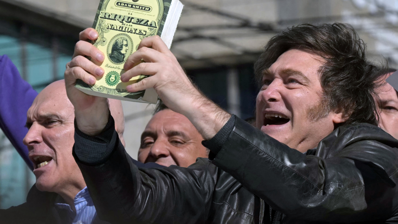 Javier Milei, piedras.