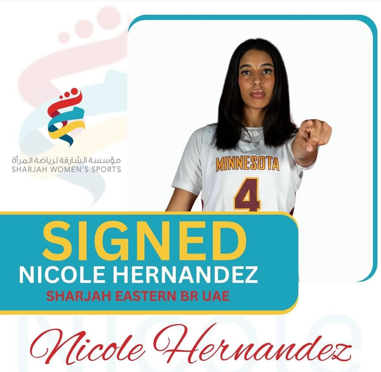Nicole Hernandez firma con equipo de baloncesto de emiratos Arabes
