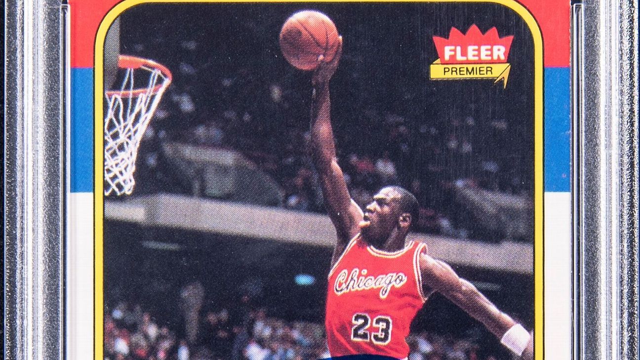 La tarjeta de millones de Michael Jordan recientemente subastada.