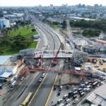 Instalación de puente peatonal en el kilómetro 9 genera congestión
