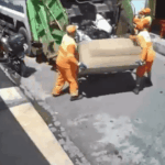 Camión de la basura se lleva sillón recién lavado