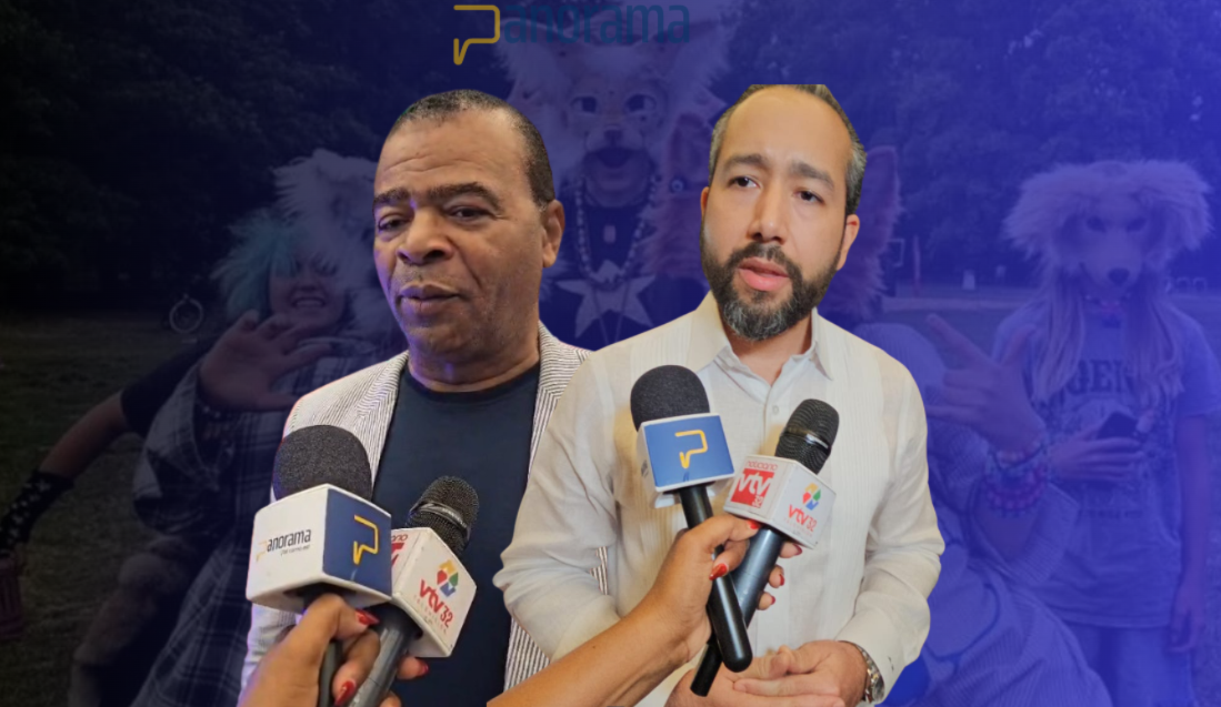 El presidente de la Red de Cineastas y Realizadores Audiovisuales Cristianos (Recreac), Jesús Villanueva y el presidente del Grupo Acción Cristiana, Alejandro Ramírez