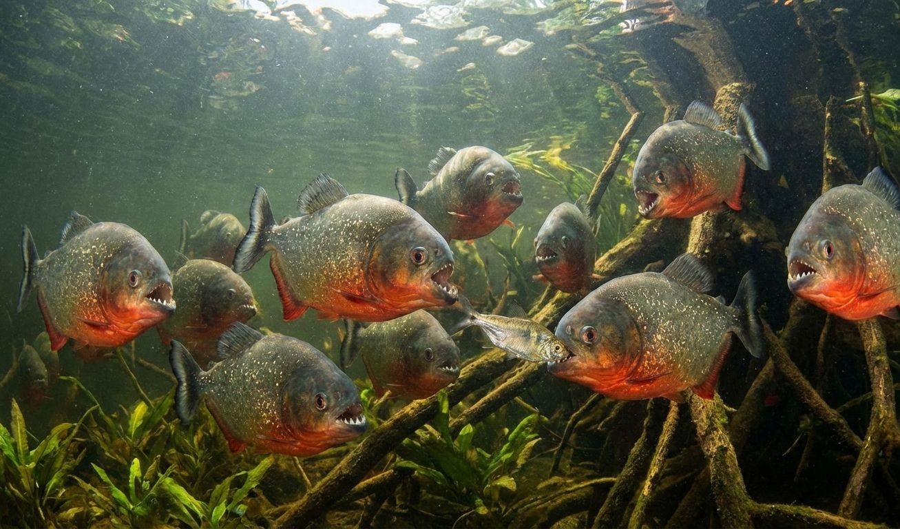 Peces carnívoros/ imagen de referencia creada con IA