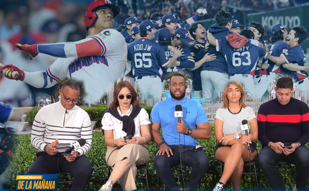 Los panelistas de Panorama de la Mañana en espera para el juego de esta noche entre RD y Corea del Sur.