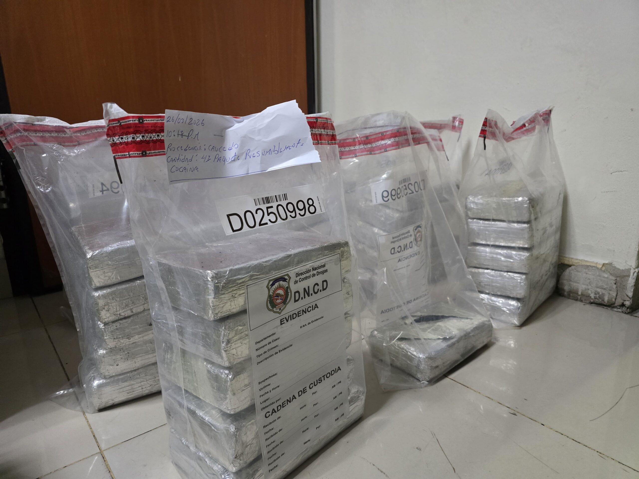 Incautan 41 paquetes de cocaína