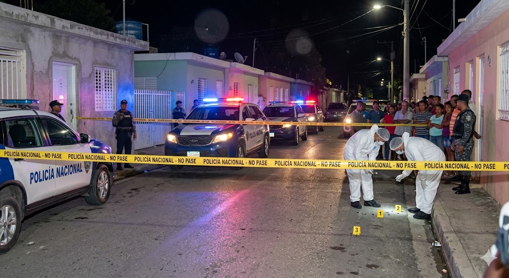 Autoridades y joven herido en Azua.