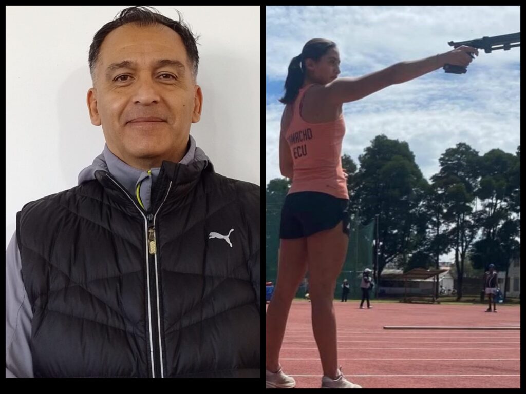 El entrenador internacional Tonatiuh Hernández Velasco, mexicano, quien es juez Internacional UIPM Nivel III y AA pentatleta Adriana Camacho.