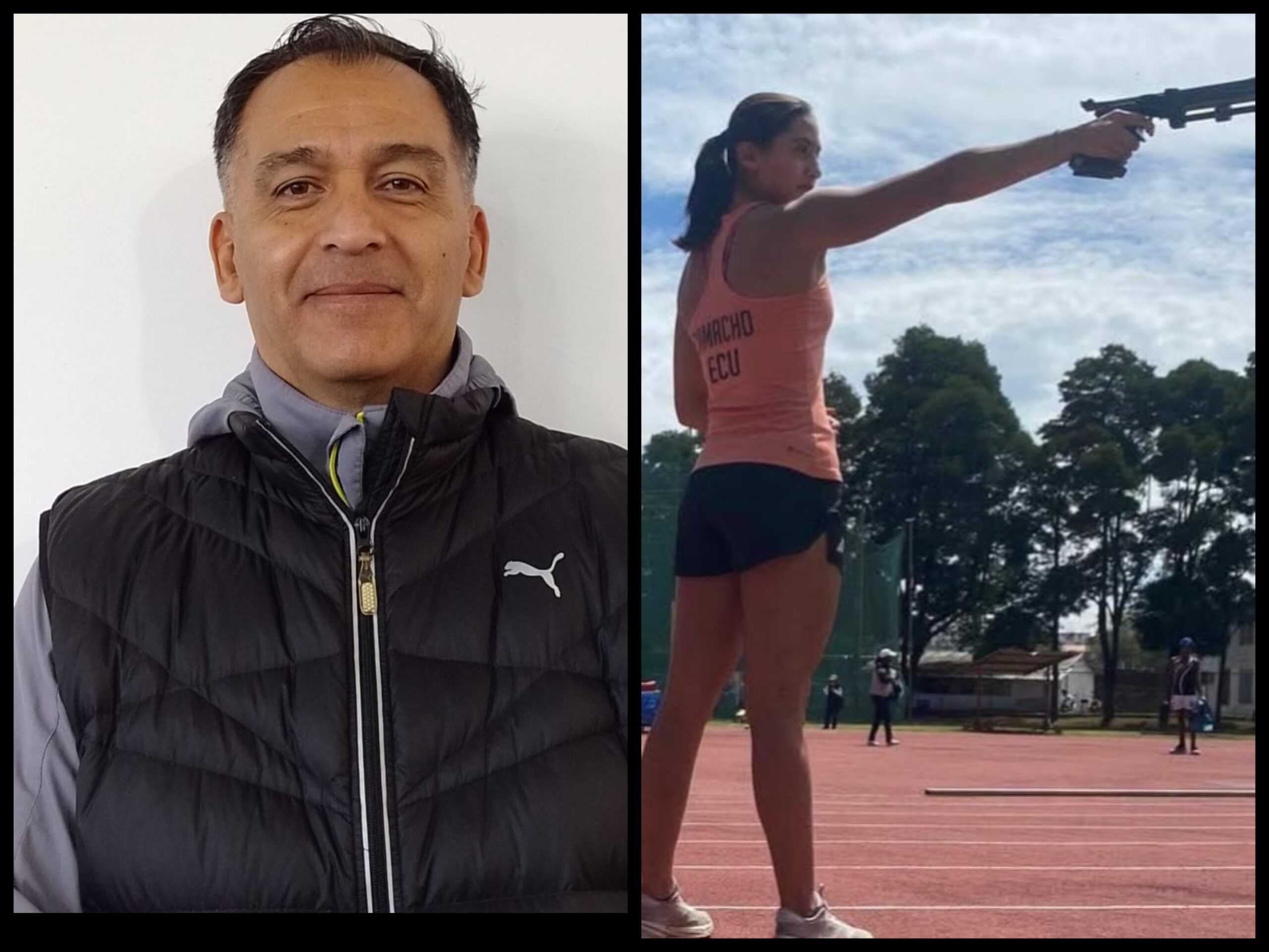 El entrenador internacional Tonatiuh Hernández Velasco, mexicano, quien es juez Internacional UIPM Nivel III y AA pentatleta Adriana Camacho.