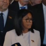 La presidenta encargada de Venezuela, Delcy Rodríguez. La Haya, Países Bajos, 11 de mayo de 2026.