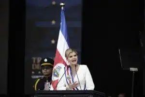Presidenta electa de Costa Rica, Laura Fernández, en el Estadio Nacional de San José (Costa Rica)