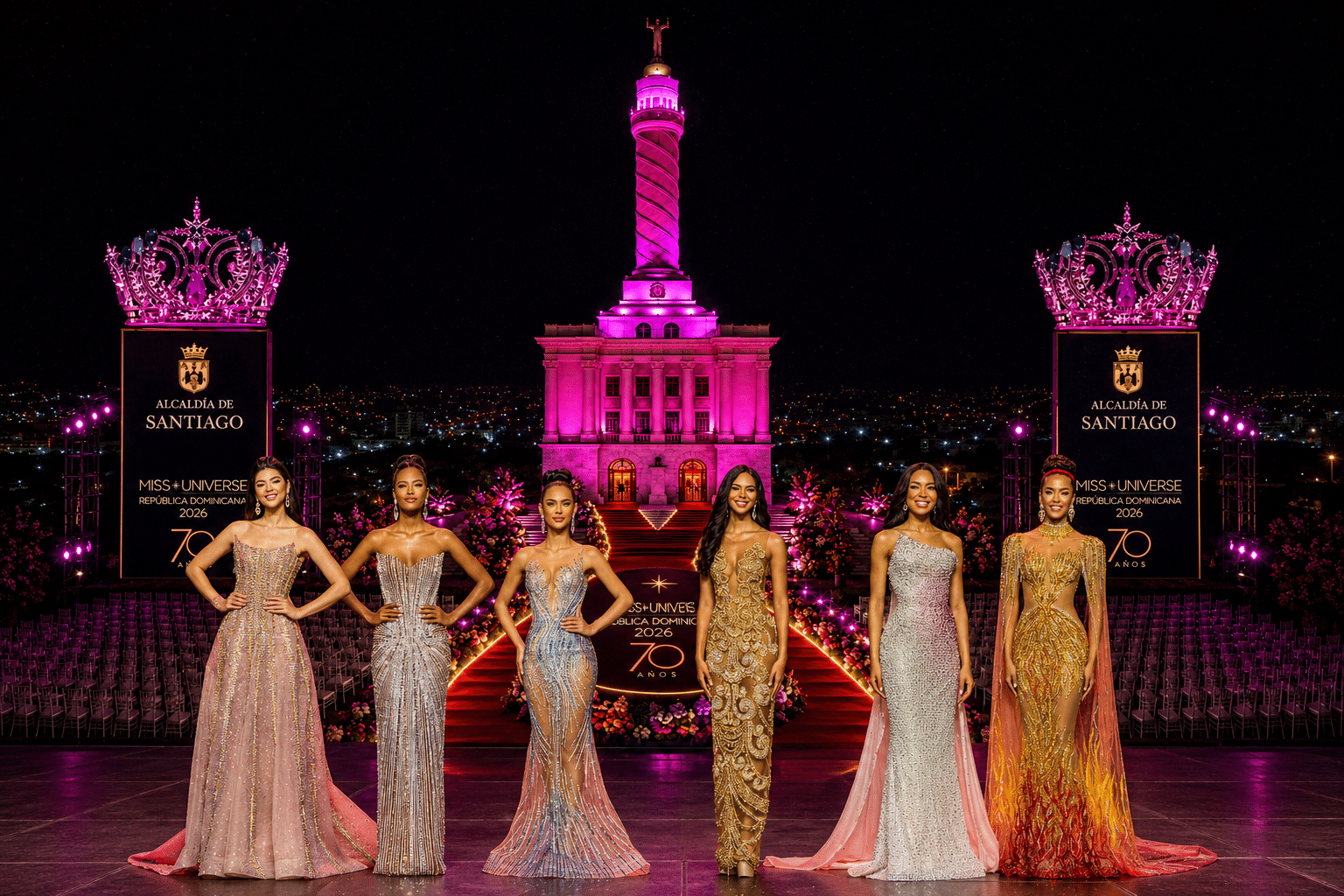 La magia de Miss República Dominicana ilumina el Monumento de Santiago en su 70 aniversario