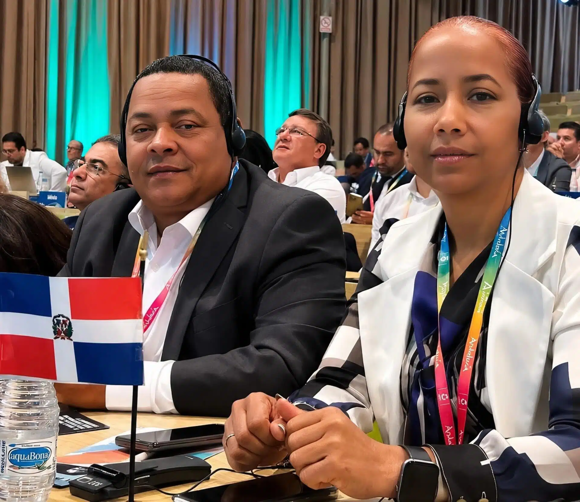 Franklin De la Cruz, presidente de Fedotri, y Fanny Marte, secretaria general.