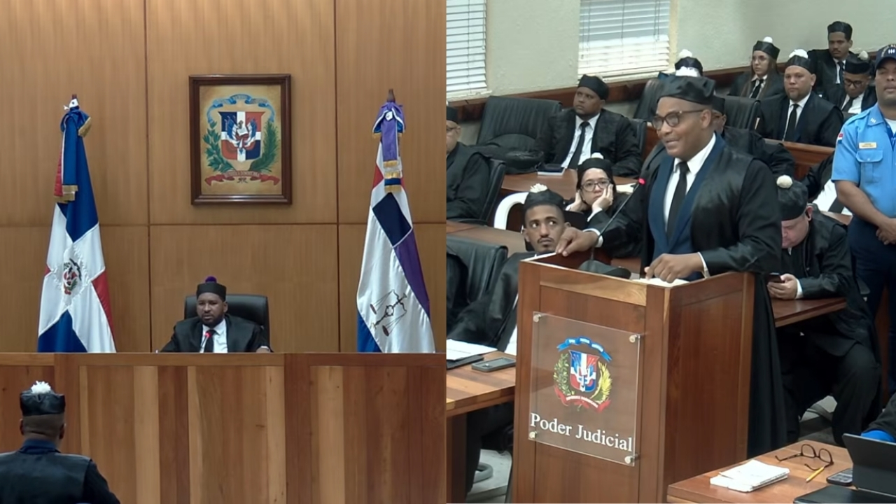 Juez Raymundo Mejía y Renso Núñez Alcalá durante audiencia preliminar del caso Jet Set.