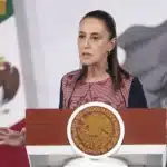 La presidenta de México, Claudia Sheinbaum, durante una rueda de prensa el 25 de mayo de 2026. EFE/ José Méndez.
