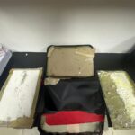 Carpeta con hojas de cocaína escondidas.