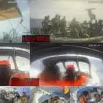 Captura de pantalla de una retransmisión en directo realizada por los barcos de la Flotilla Global Sumud, en ruta hacia la Franja de Gaza, en la que se ve a personal militar abordando uno de los buques el 18 de mayo de 2026