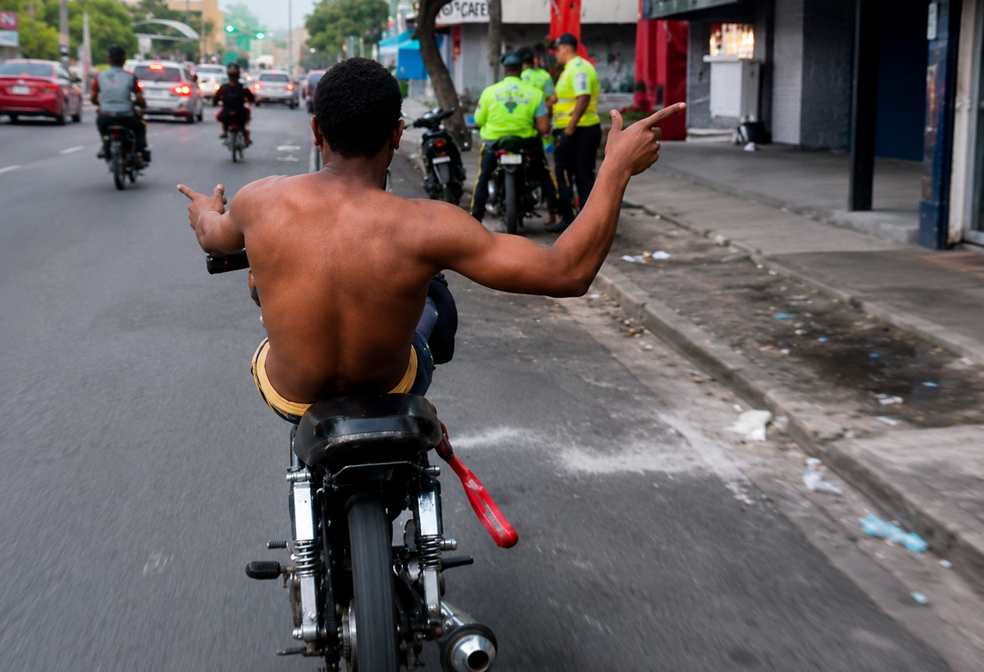 Motorista realizando maniobras frente a agentes de la Digesett.