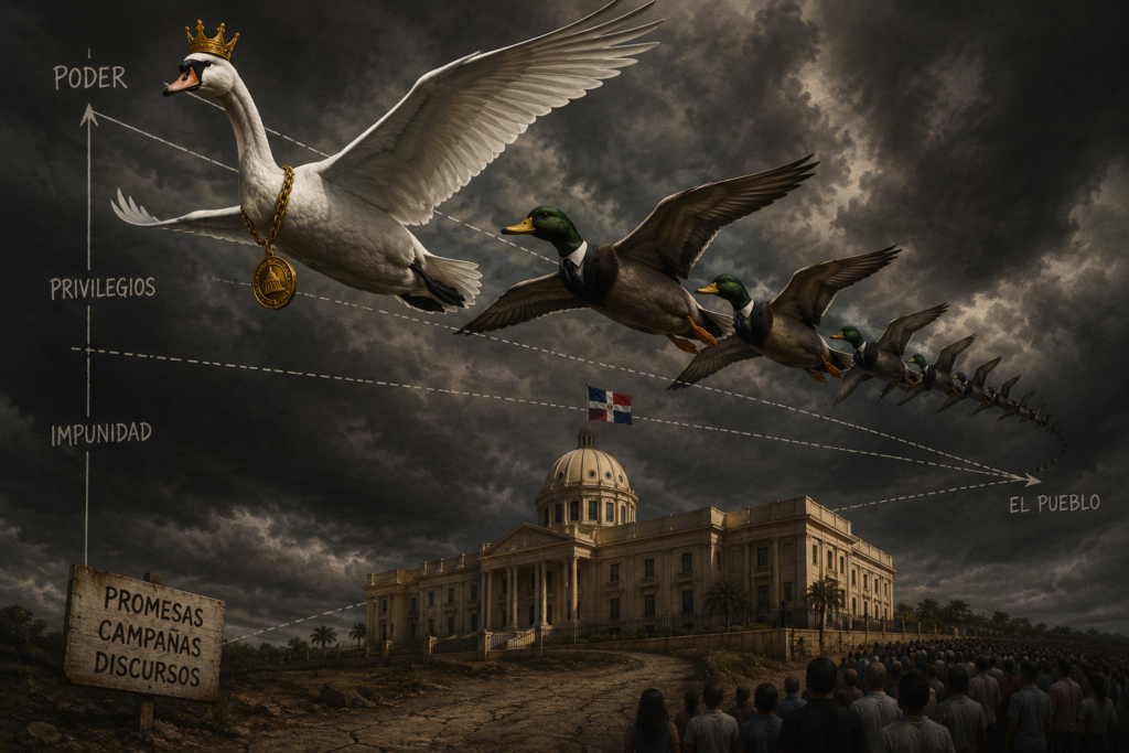 El Vuelo de los Malditos: Cisnes, Patos y la Geometría del Poder/ imagen referencia creada con IA