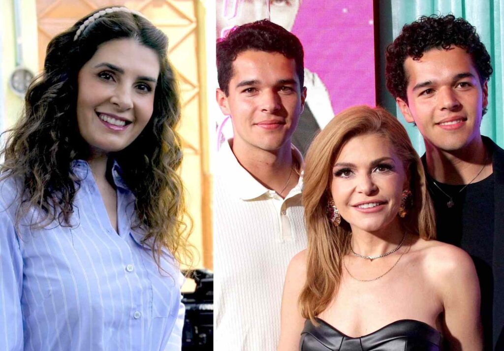 Mairyn Villanueva e Itatí Cantoral junto a sus dos hijos
