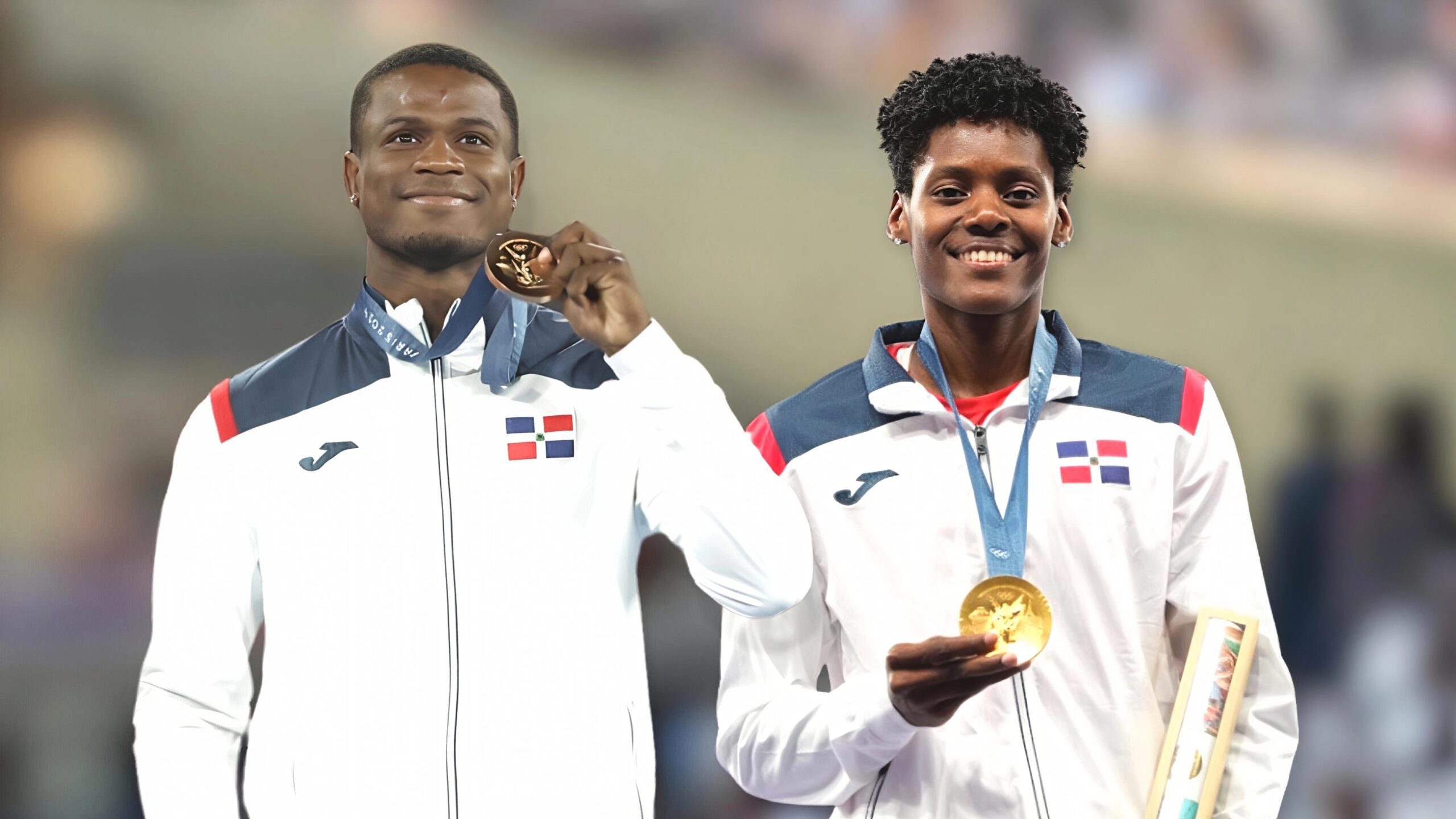 Los medallistas olímpicos Marileidy Paulino y Cristian Pinales.