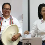 Combo de fotografías de archivo de los candidatos a la Presidencia de Perú Roberto Sánchez (i) y Keiko Fujimori (d), al acudir a votar, este 7 de junio de 2026, en la segunda vuelta de las elecciones. EFE/Paolo Aguilar/John Reyes.