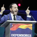 Fotografía de archivo del candidato a la presidencia de Colombia, Abelardo De La Espriella, durante un evento de campaña en Bogotá (Colombia). EFE/ Carlos Ortega.