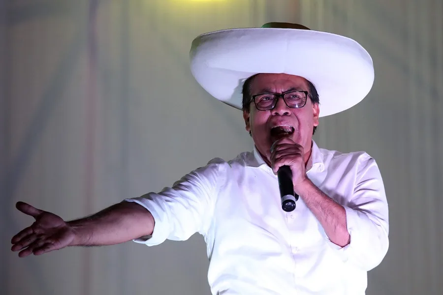 Candidato de izquierda a la presidencia de Perú, Roberto Sánchez, durante un discurso en Lima (Perú)