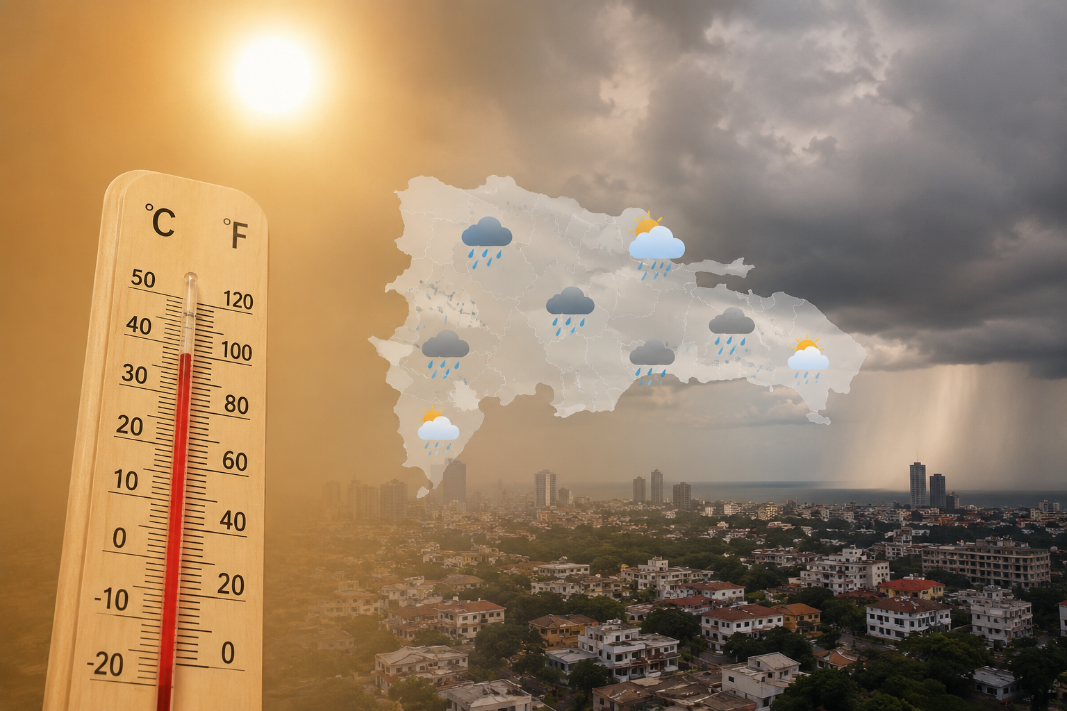 Cielo grisáceo, altas temperaturas y lluvias aisladas