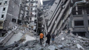 Edificio destruido en Gaza.