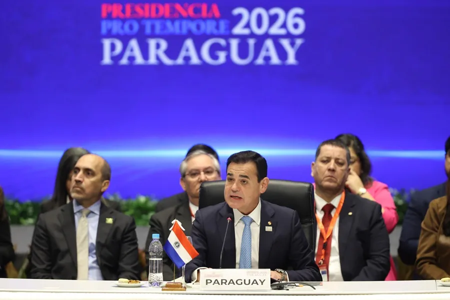 Cancilleres de Mercosur participan en la 68 reunión del Consejo del Mercado Común (CMC) este lunes, en Luque (Paraguay). EFE/ Juan Pablo Pino.