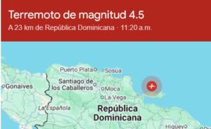 Registran terremoto de magnitud 4.5 al norte de Las Terrenas.
