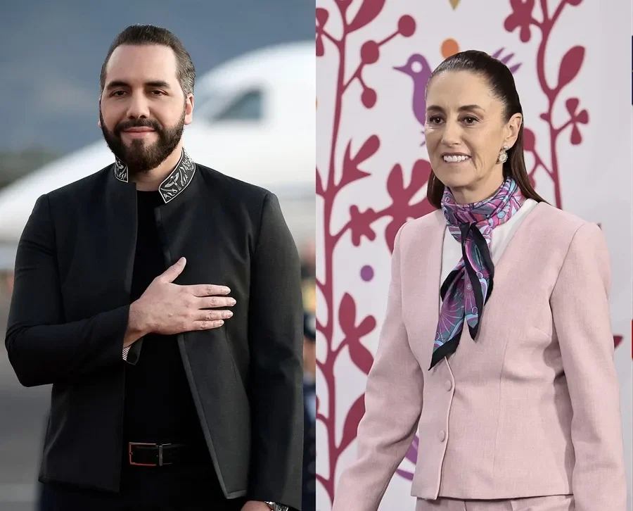 Los presidentes de El Salvador, Nayib Bukele, y de México, Claudia Sheinbaum.