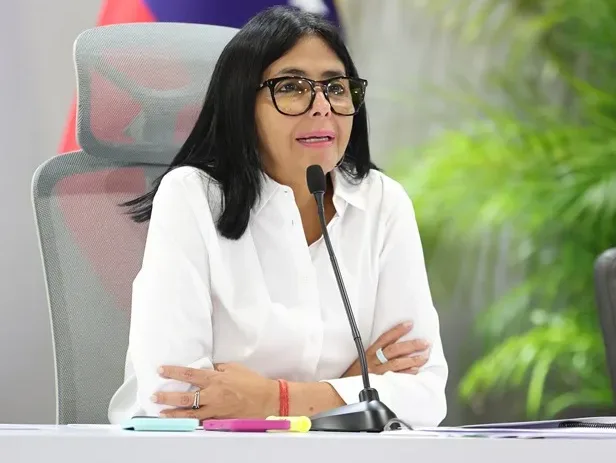 Delcy Rodríguez, durante una reunión este miércoles, en Caracas (Venezuela).